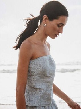 Quince linen stripe tube top